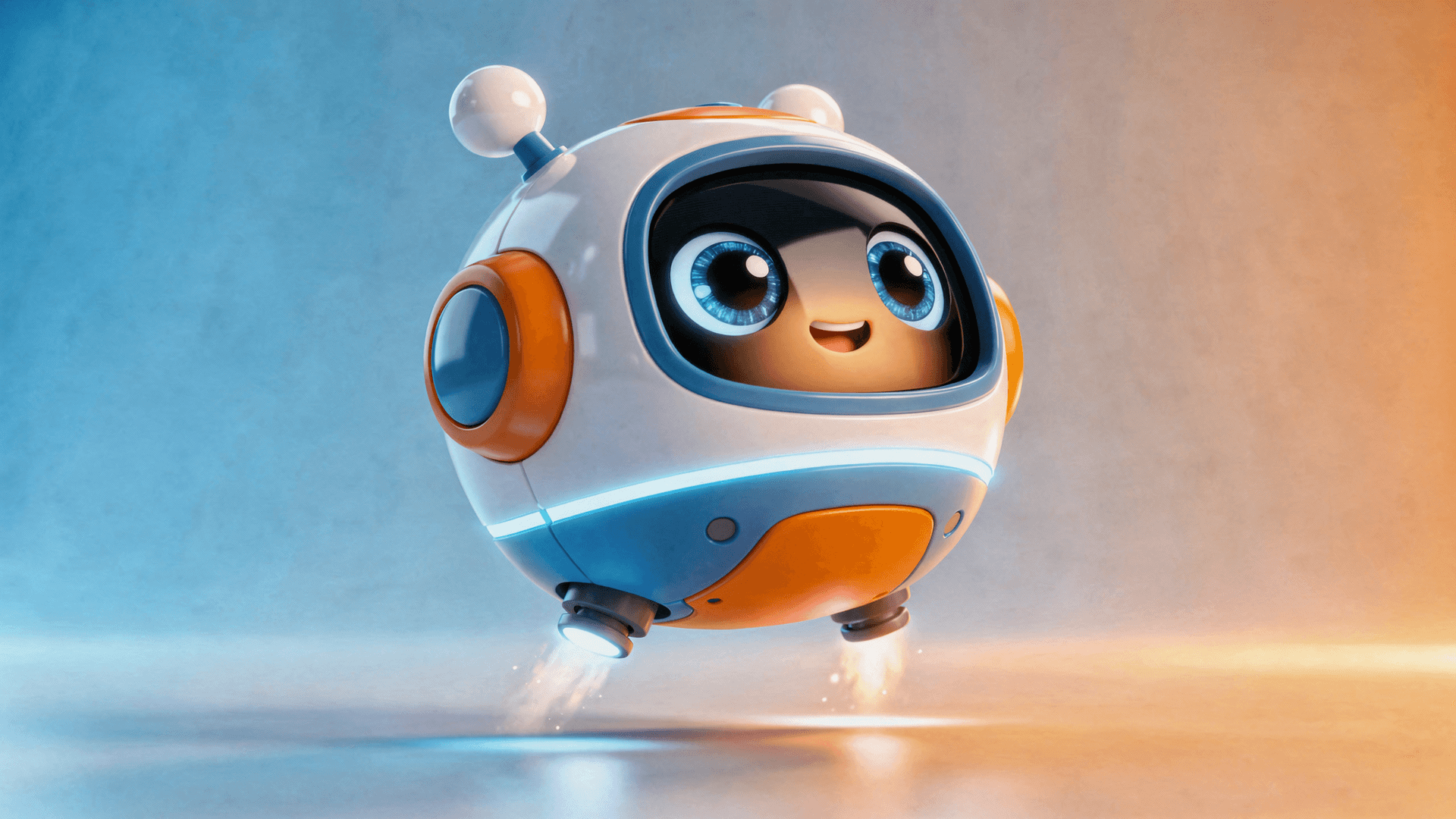 Zip, your TinyBots adventure guide, ready to blast off